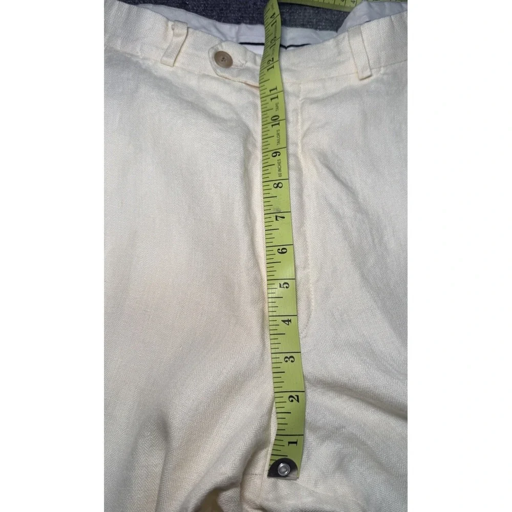 VTG Polo University Ralph Lauren Linen Trousers 42x30(37x29) Cream Herringbone